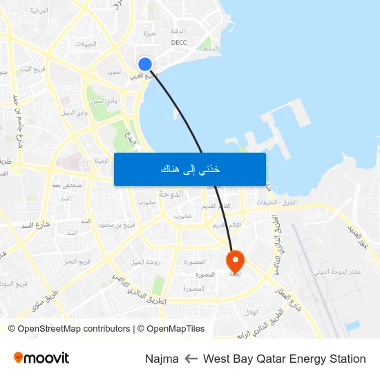 West Bay Qatar Energy Station to Najma map