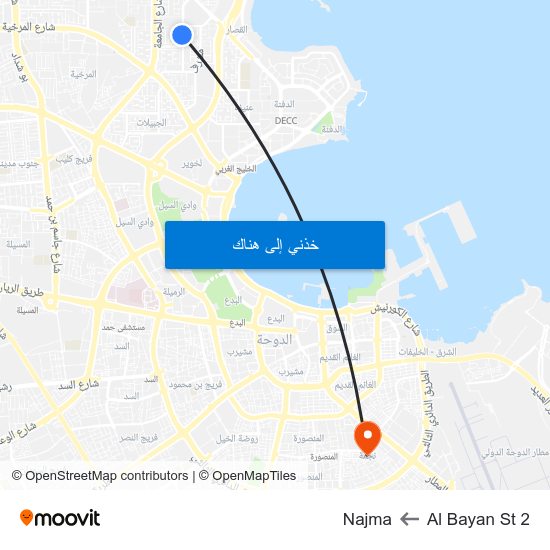 Al Bayan St 2 to Najma map