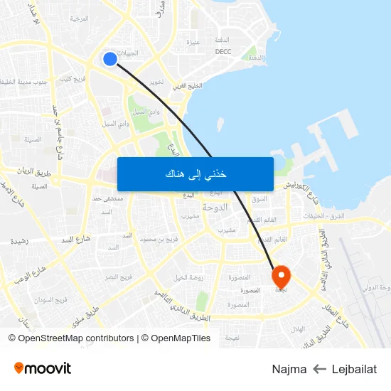 Lejbailat to Najma map