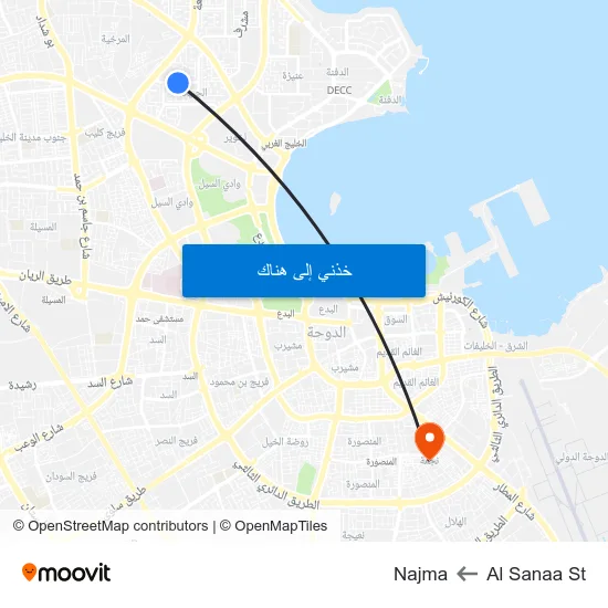 Al Sanaa St to Najma map
