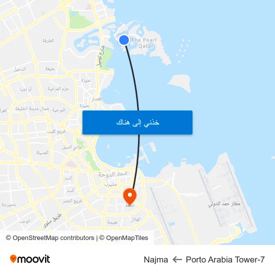 Porto Arabia Tower-7 to Najma map