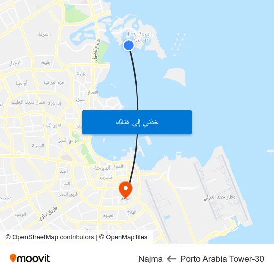 Porto Arabia Tower-30 to Najma map