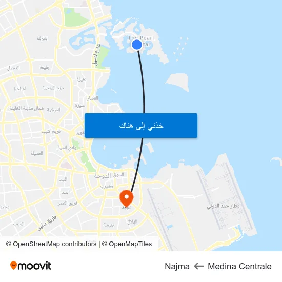 Medina Centrale to Najma map