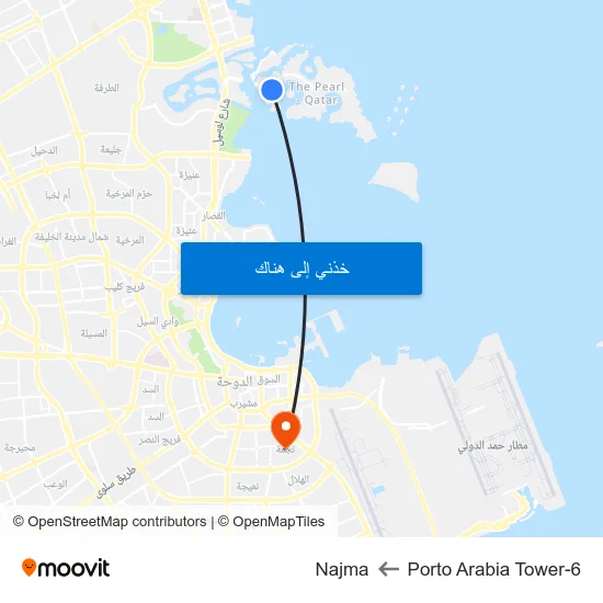 Porto Arabia Tower-6 to Najma map