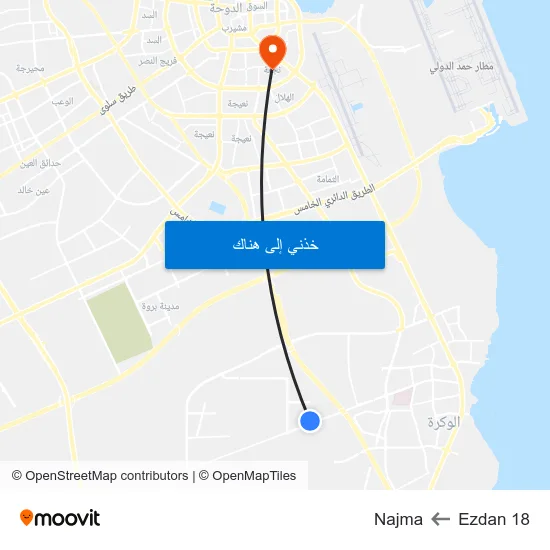Ezdan 18 to Najma map