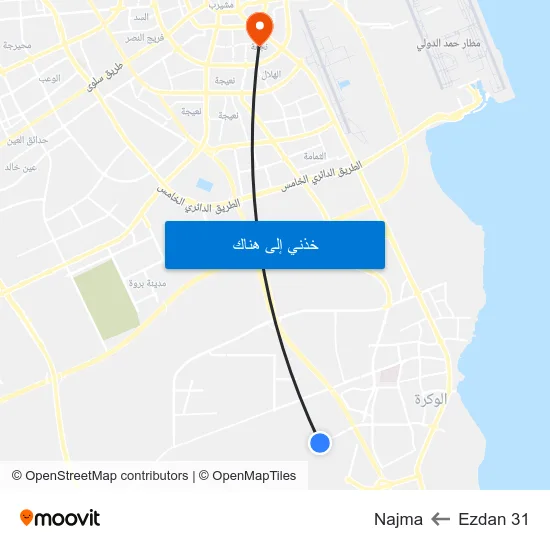Ezdan 31 to Najma map