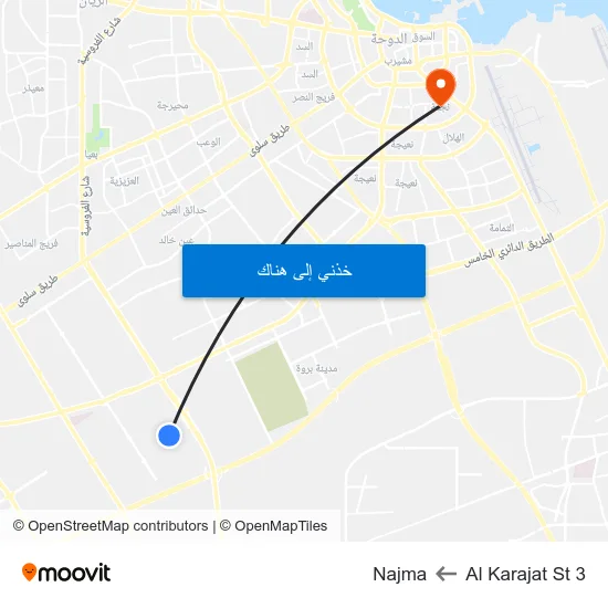Al Karajat St 3 to Najma map