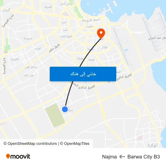 Barwa City B3 to Najma map