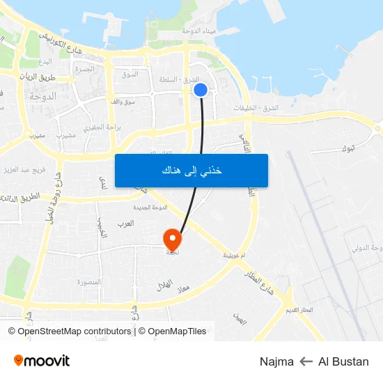 Al Bustan to Najma map