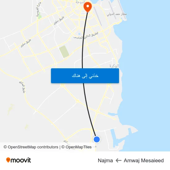 Amwaj Mesaieed to Najma map