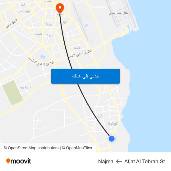 Afjat Al Tebrah St to Najma map