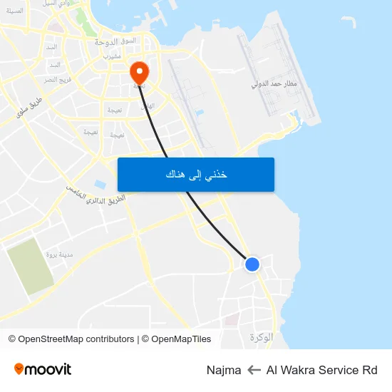 Al Wakra Service Rd to Najma map