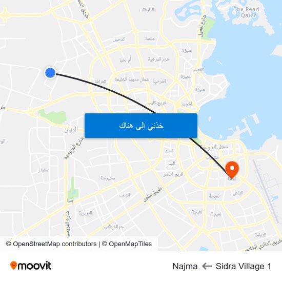 Sidra Village 1 to Najma map