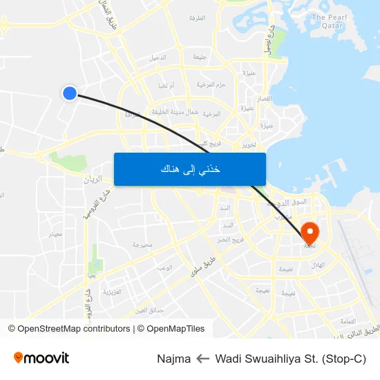 Wadi Swuaihliya St. (Stop-C) to Najma map
