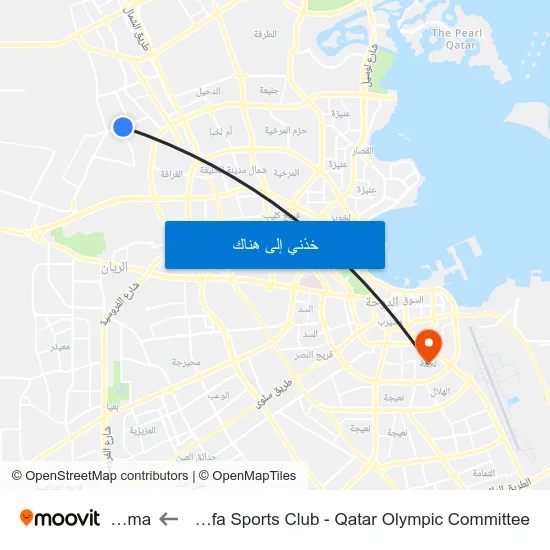 Al Gharrafa Sports Club - Qatar Olympic Committee to Najma map