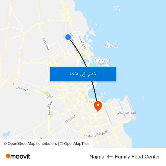 Family Food Center to Najma map