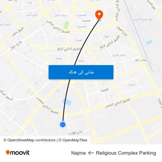 Religious Complex Parking to Najma map