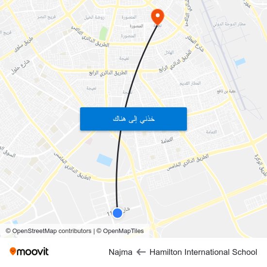 Hamilton International School to Najma map