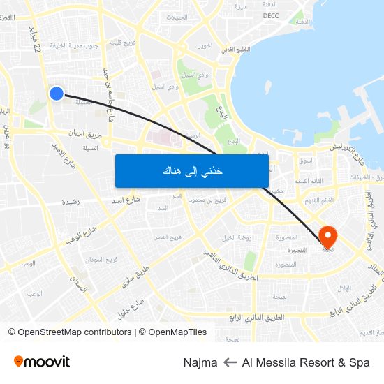 Al Messila Resort & Spa to Najma map