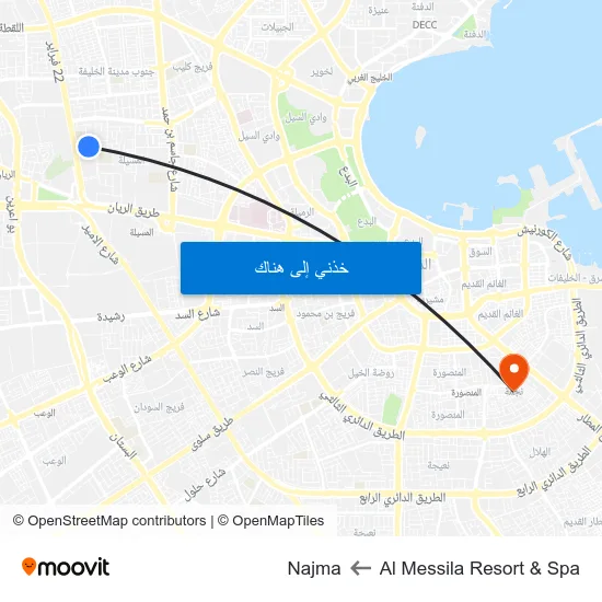 Al Messila Resort & Spa to Najma map