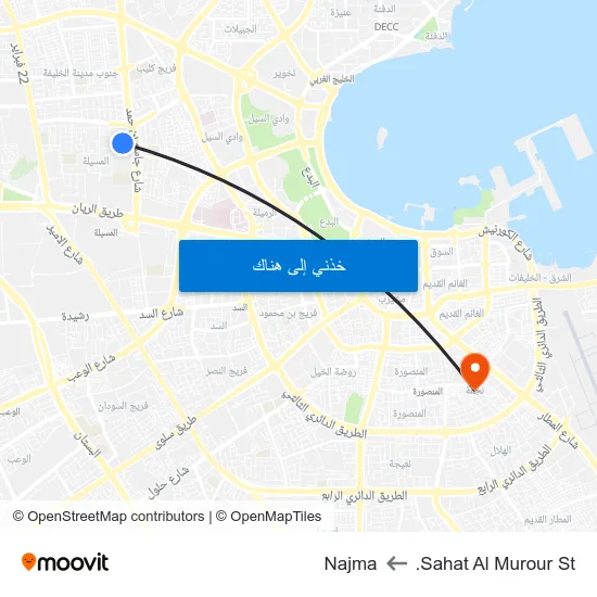 Sahat Al Murour St. to Najma map