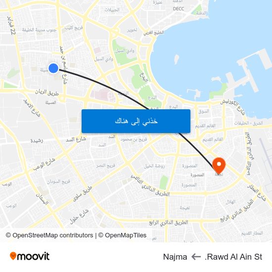 Rawd Al Ain St. to Najma map