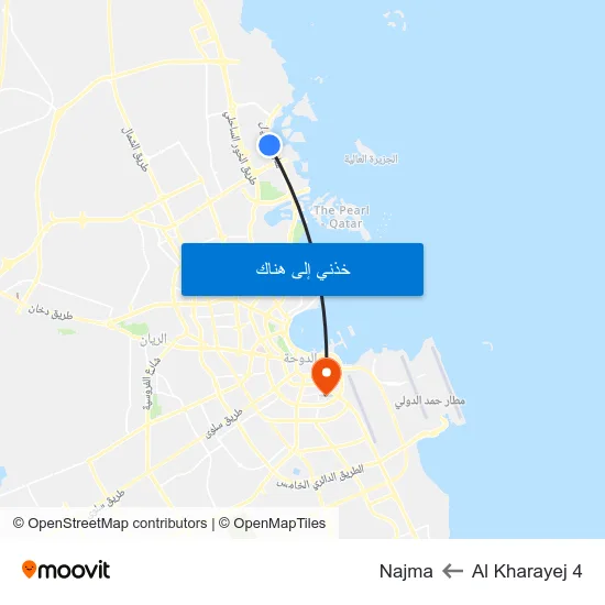 Al Kharayej 4 to Najma map