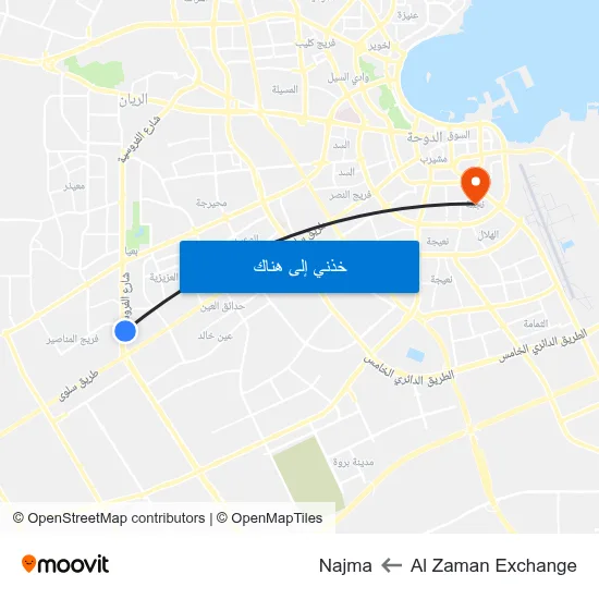 Al Zaman Exchange to Najma map
