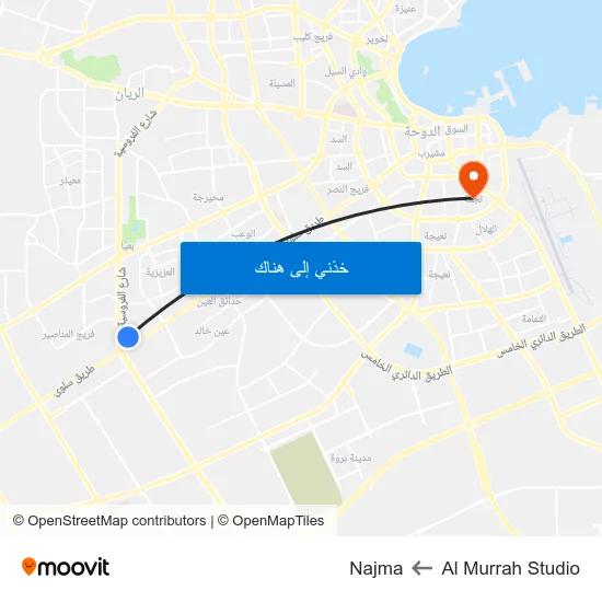 Al Murrah Studio to Najma map