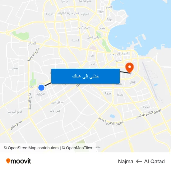 Al Qatad to Najma map