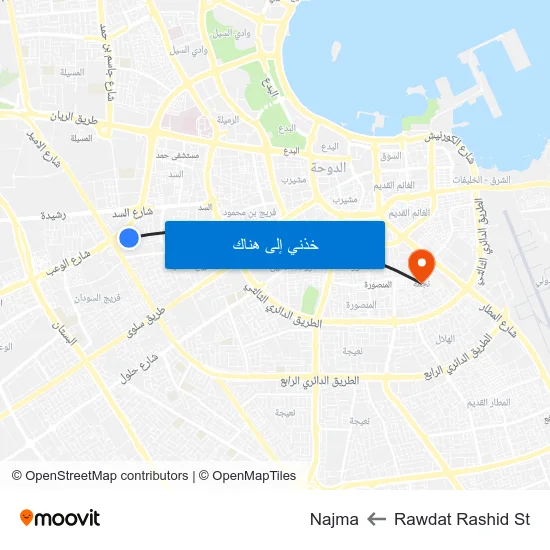 Rawdat Rashid St to Najma map