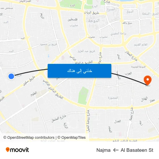 Al Basateen St to Najma map