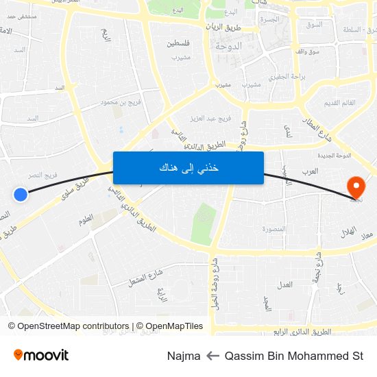 Qassim Bin Mohammed St to Najma map