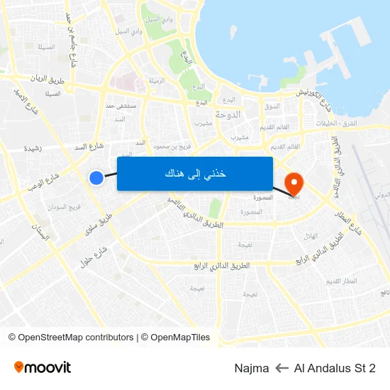 Al Andalus St 2 to Najma map