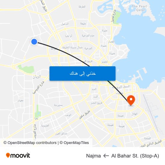 Al Bahar St. (Stop-A) to Najma map