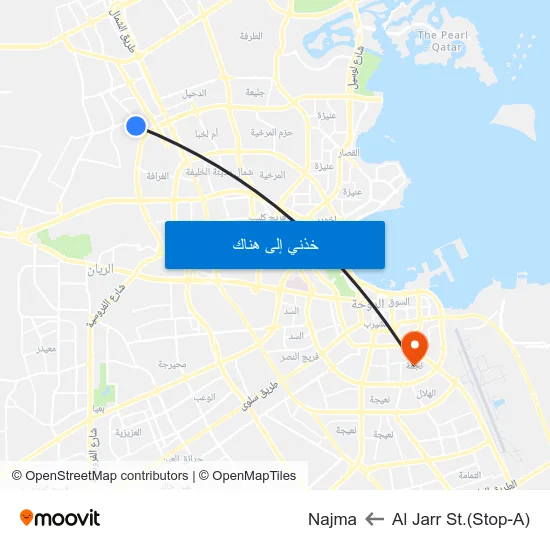 Al Jarr St.(Stop-A) to Najma map