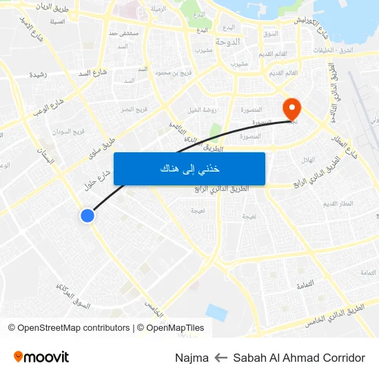 Sabah Al Ahmad Corridor to Najma map