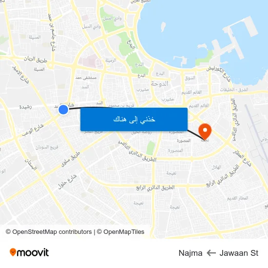 Jawaan St to Najma map