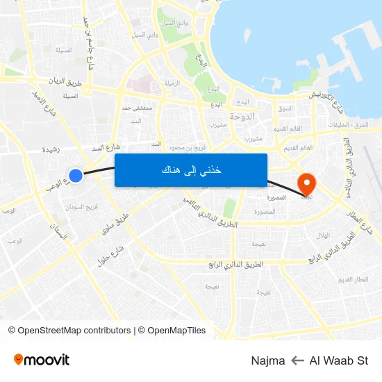 Al Waab St to Najma map