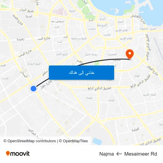 Mesaimeer Rd to Najma map