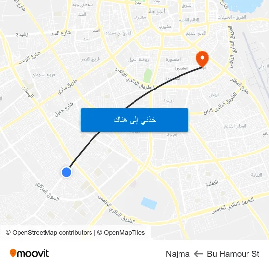 Bu Hamour St to Najma map