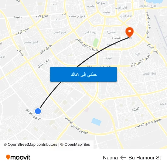 Bu Hamour St to Najma map