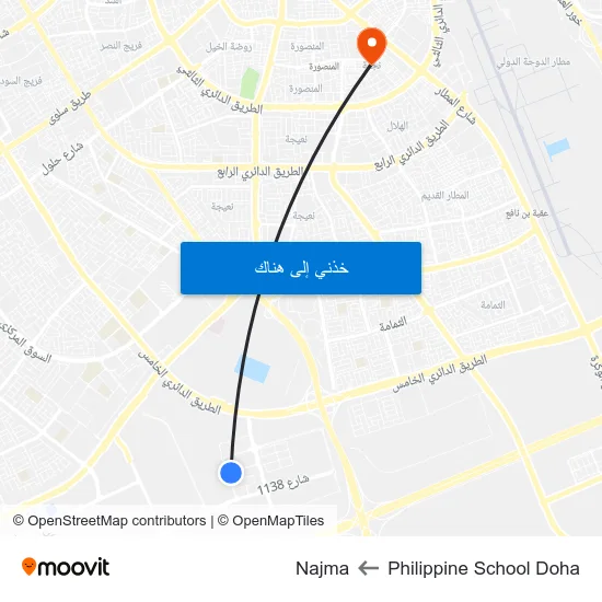 Philippine School Doha to Najma map