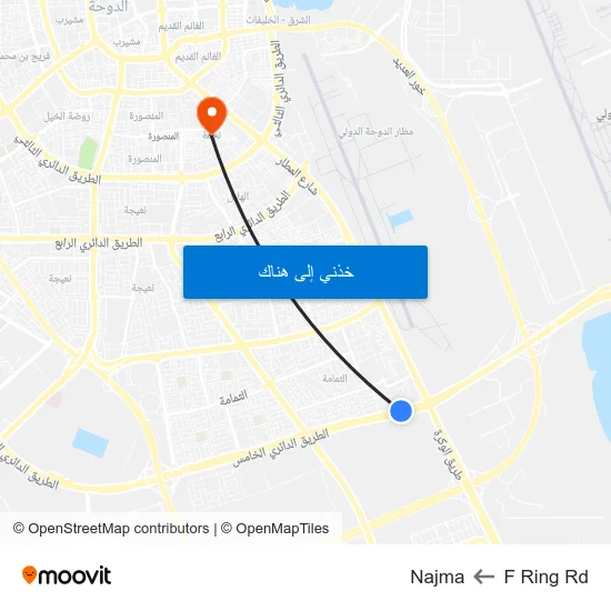 F Ring Rd to Najma map