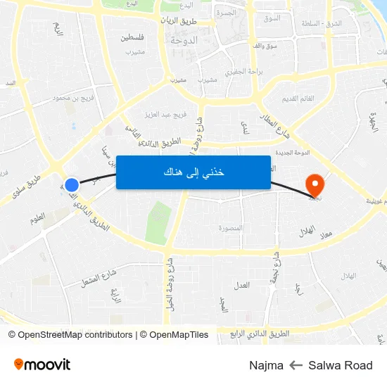 Salwa Road to Najma map