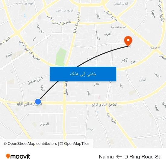 D Ring Road St to Najma map