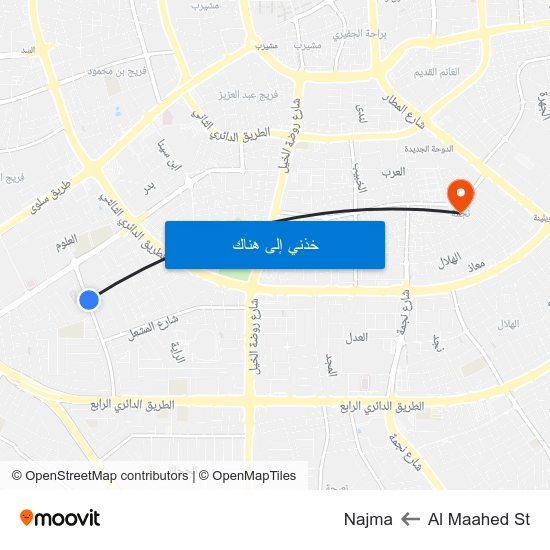 Al Maahed St to Najma map