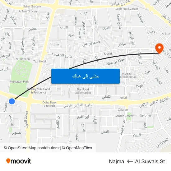 Al Suwais St to Najma map