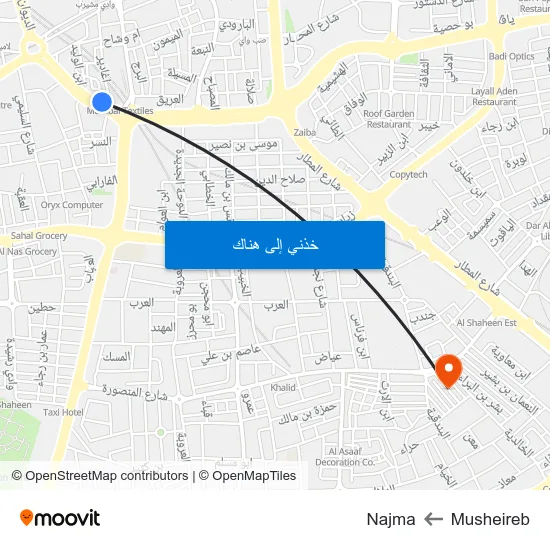 Musheireb to Najma map