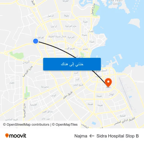Sidra Hospital Stop B to Najma map